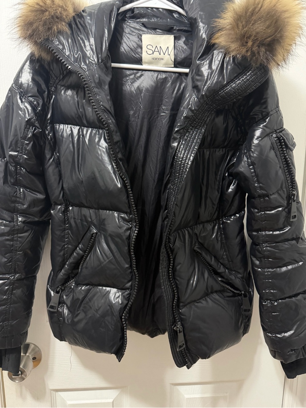 SAM. Black Shiny Puffer Jacket